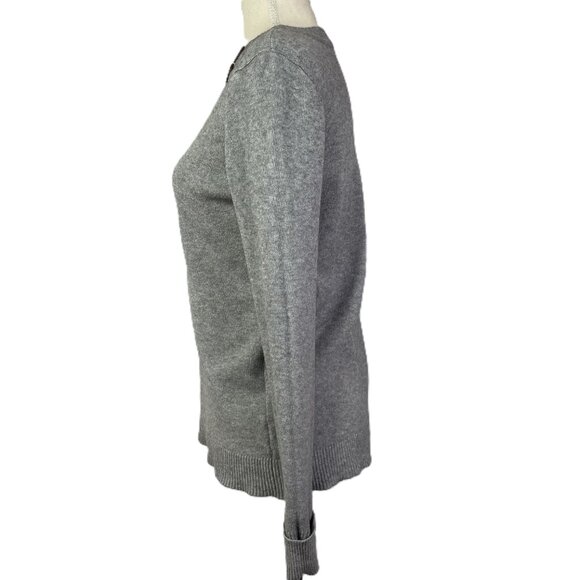 Pink Clover Carson Crewneck Sweater Gray Long Sleeves Buttons Size L Fitted - Picture 2 of 13